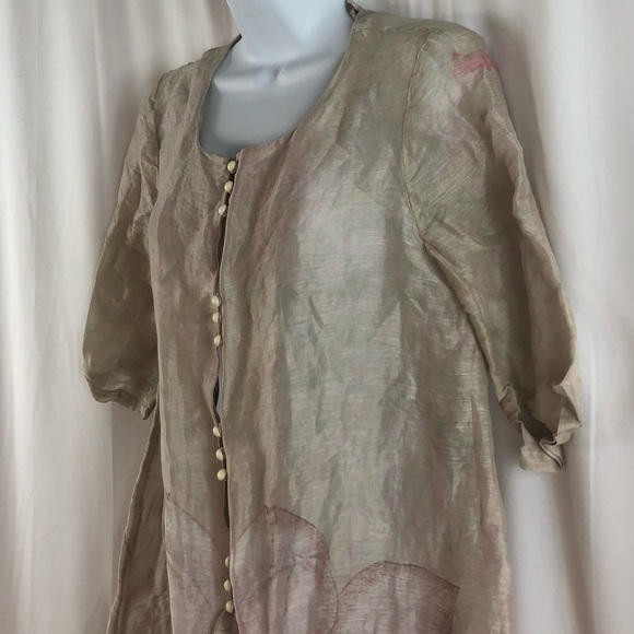 Elenyun Silk/Linen sheer floral half sleeve button front jacket M - Picture 14 of 16